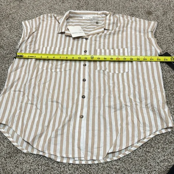 OLIVIA GREY Women's Marigold Stripe Shirt Size L - Picture 7 of 9